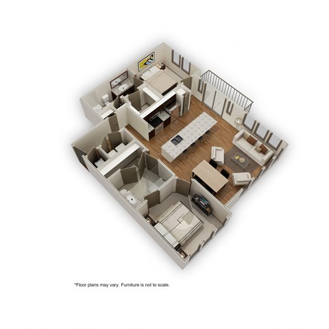 Floor plan for 2 beds, 2 baths, 1124 sqft